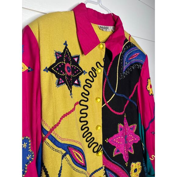 Anage Vintage Bold Embroidered, Beaded, Snap-Front Jacket Y2K Size 2X - So Fun! - Picture 2 of 5